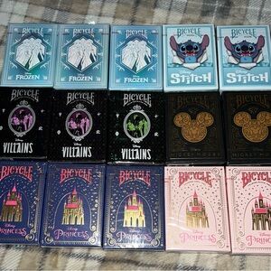 Lot 15 New Disney Bicycle Playing Card Decks Frozen Stitch Villains Princesses